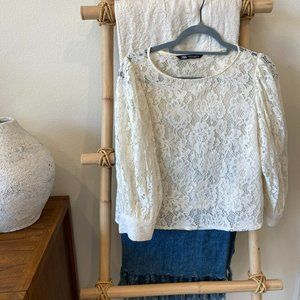 Off-white lace blouse/top from Zara (UK), size XS/S